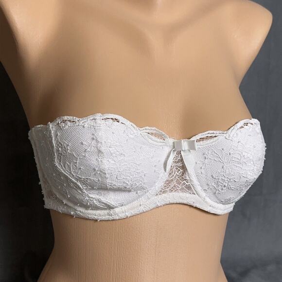 New Agent Provocateur Love Strapless Bra White Size 32C Straps Padded Bridal - Picture 3 of 11
